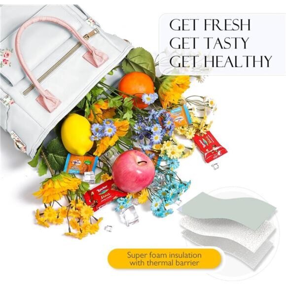 Deluxe Lunch Bag for Women, Leakproof‎ Insulated, Multi Pocket, Removable Strap - Picture 2 of 7